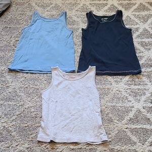 10 for $25 - Joe Fresh Girls 5 Tank Tops - Navy Blue, Blue & Gray - 3 Pairs
